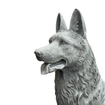 Statue de chien de berger – 120 cm – gris – décoration en pierre