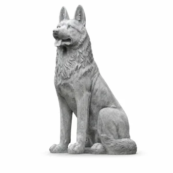 Herdershond beeld – 80 cm – grijs – stenen decoratie