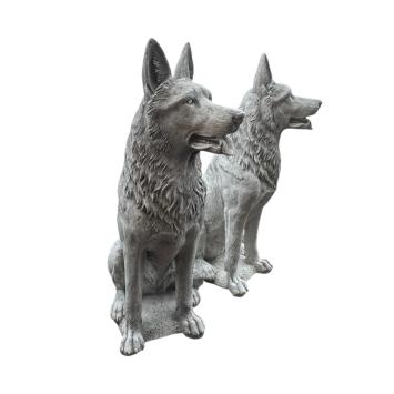 Statue de chien de berger – 120 cm – gris – décoration en pierre