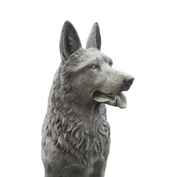 Statue de chien de berger – 120 cm – gris – décoration en pierre
