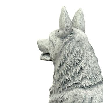 Statue de chien de berger – 120 cm – gris – décoration en pierre