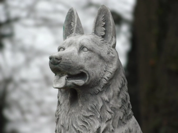 Statue de chien de berger – 120 cm – gris – décoration en pierre