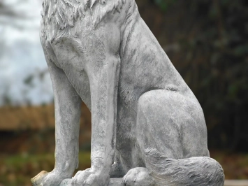 Statue de chien de berger – 120 cm – gris – décoration en pierre