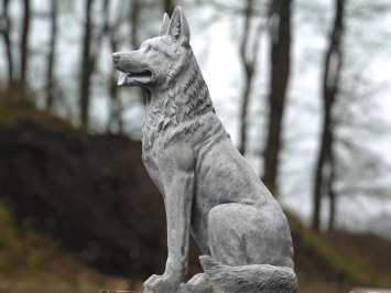 Statue de chien de berger – 120 cm – gris – décoration en pierre