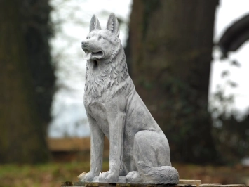 Statue de chien de berger – 120 cm – gris – décoration en pierre