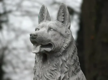 Statue de chien de berger – 80 cm – gris – décoration en pierre