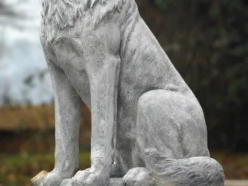 Statue de chien de berger – 80 cm – gris – décoration en pierre