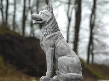 Statue de chien de berger – 80 cm – gris – décoration en pierre
