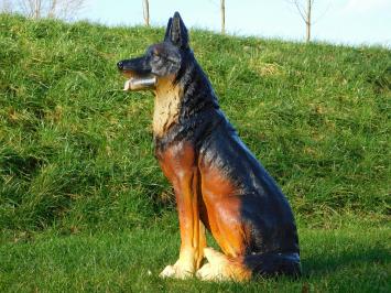 Schäferhund - Polystone Statue - sitzend - 75 cm - in Farbe