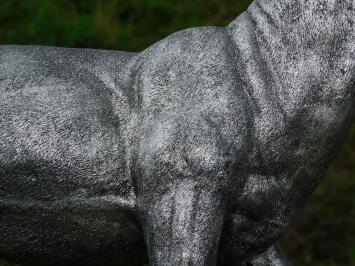 Bild Hirsch XL, große Gartenstatue, silberfarben, Polystone