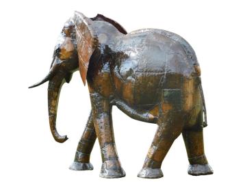 XXL-Elefant – Metallskulptur – braun – 225 x 250 cm