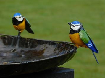 Handgefertigtes Vogelbad – Metall – 2 Vögel – 45 cm