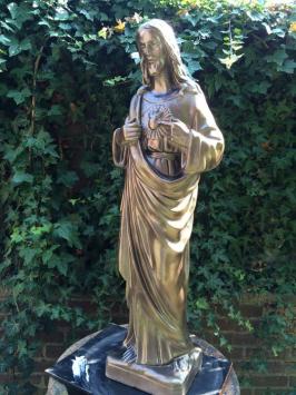 Jesus heiliges Herz Statue, massiver Stein, Farbe Bronze, schönes Aussehen!