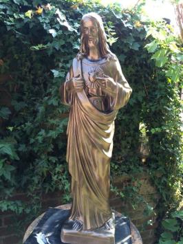 Jesus heiliges Herz Statue, massiver Stein, Farbe Bronze, schönes Aussehen!