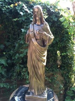 Jezus - Heilig Hart - stenen beeld - 120 cm - bronzen kleur