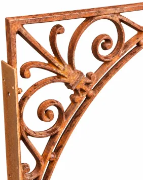 Équerre d'angle en fonte – Art nouveau – patine rouillée – 91 cm