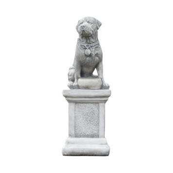 Hond op sokkel - 68 cm - steen - tuinbeeld set - Rottweiler