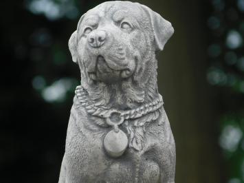 Hund auf Sockel – 68 cm – Stein – Gartenfigur – Rottweiler
