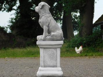 Hund auf Sockel – 68 cm – Stein – Gartenfigur – Rottweiler