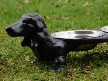 Chien comme abreuvoir et gamelle - fonte - gamelles en acier inoxydable - noir