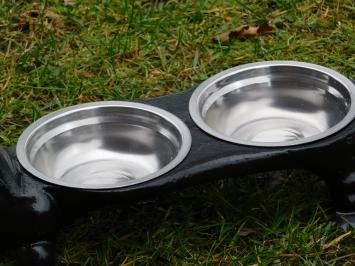Chien comme abreuvoir et gamelle - fonte - gamelles en acier inoxydable - noir