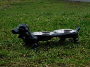 Chien comme abreuvoir et gamelle - fonte - gamelles en acier inoxydable - noir