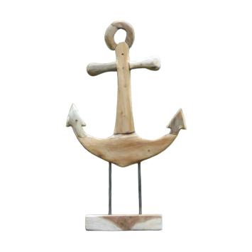 Handgemaakt anker op stand - 55 cm - teakhout