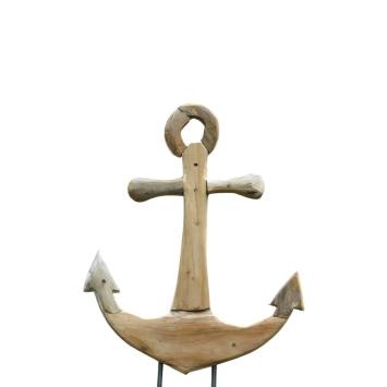 Handgefertigter Anker auf Ständer - 55 cm - Teakholz
