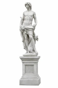 Tuinbeeld van Sint Hubertus op zuil - steen - 205 cm
