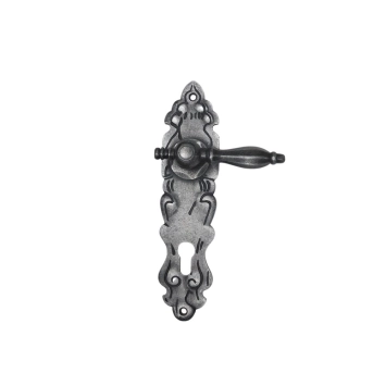 Ensemble de ferrures pour porte d'entrée avec plaques PC et poignées - fonte grise