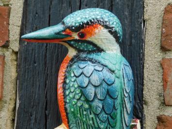 Ijsvogel in kleur - 27 cm - gietijzer - wanddecoratie