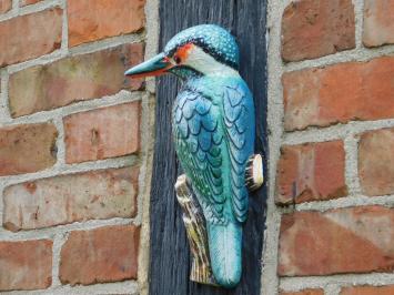 Ijsvogel in kleur - 27 cm - gietijzer - wanddecoratie