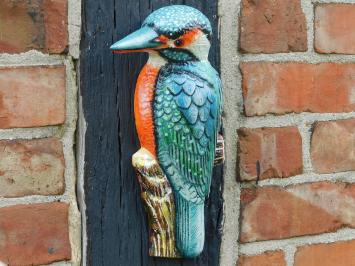Ijsvogel in kleur - 27 cm - gietijzer - wanddecoratie