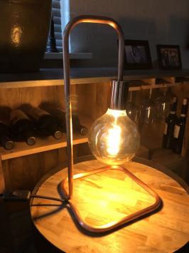 Design lamp, tafellamp koper, uniek ontwerp, staande lamp