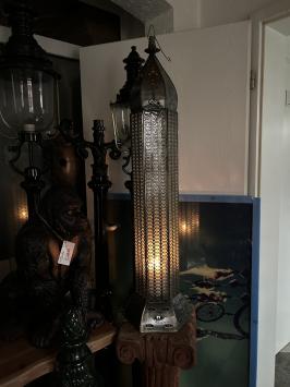 Stehende Laterne, großer, antiker Kerzenhalter aus Metall