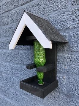 Mangeoire à oiseaux en bois avec silo d'alimentation