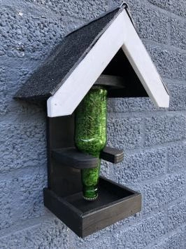 Mangeoire à oiseaux en bois avec silo d'alimentation