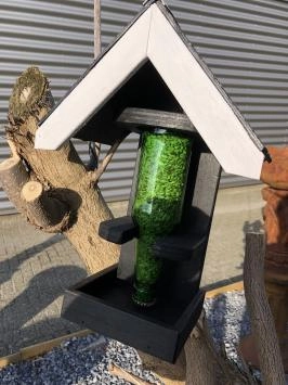 Mangeoire à oiseaux en bois avec silo d'alimentation