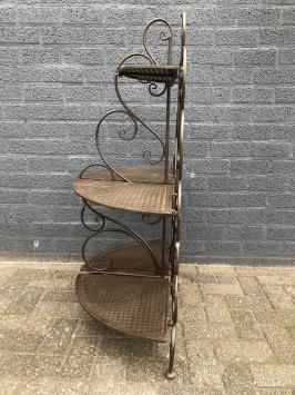 Tuin etagère, plantenhouder geheel metaal, smeedwerk bruin