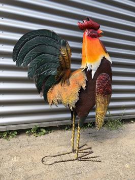 Prachtige grote forse metalen haan, echt een facinerend kunstwerk, 160 cm!! PRACHTIG!!