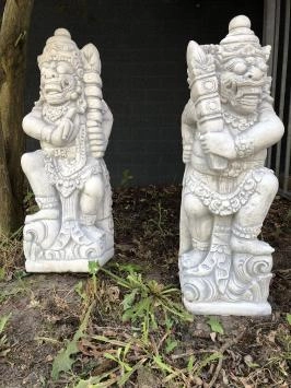Lot de 2 gardes de temple - pierre - 65 cm - Guerriers balinais