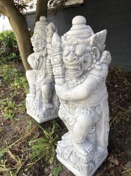 Lot de 2 gardes de temple - pierre - 65 cm - Guerriers balinais
