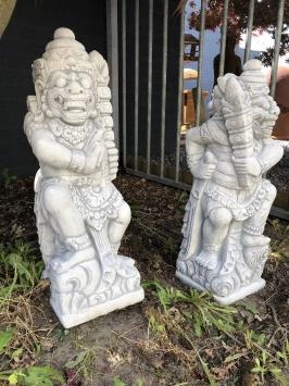 Lot de 2 gardes de temple - pierre - 65 cm - Guerriers balinais