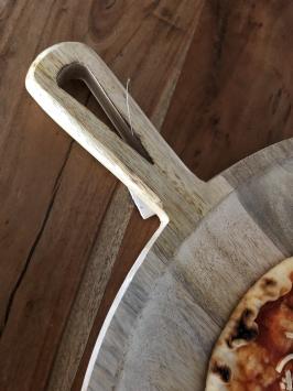Pizza dienblad met handvat, rustiek dienblad, massief hout