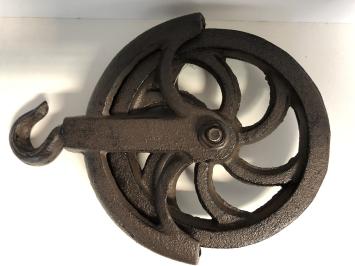 Gietijzeren Pully wheel, katrol, metalen loopwiel - katrol, hanger, fraai .