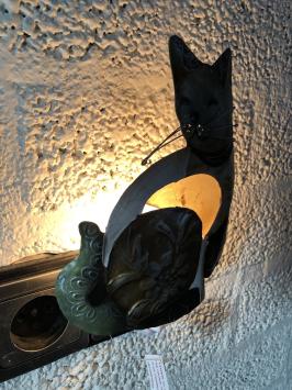 Nachtlamp met afbeelding van een kat, metaal, gewoon fraai!