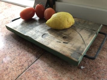 Sous-verre, plateau à découper avec poignée en métal, plateau rustique