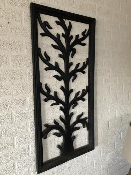 Wunderschönes Wandornament aus Kolonialholz geschnitzt 'Baum' braun-schwarz, sehr schön