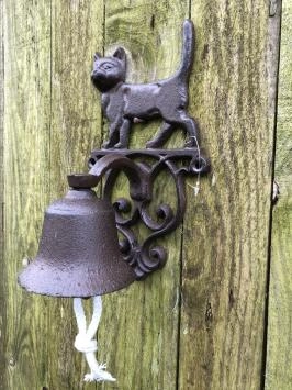 Deurbel met kat-poes - gietijzer -bruin