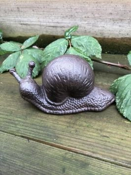 Escargot - statue en fonte - 17 x 8 cm - marron/noir